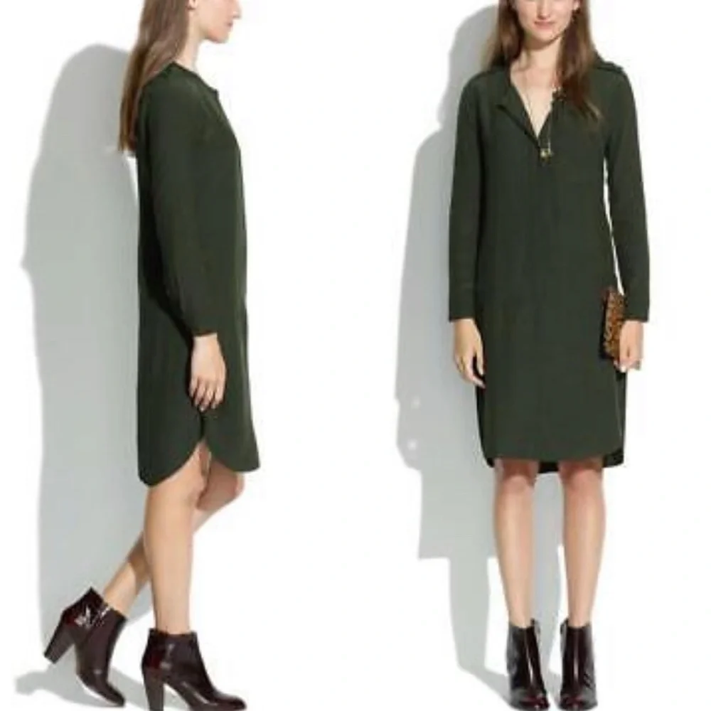 Madewell Army Green Tunic Henley Style Dress Size Medium - Picture 1 of 11